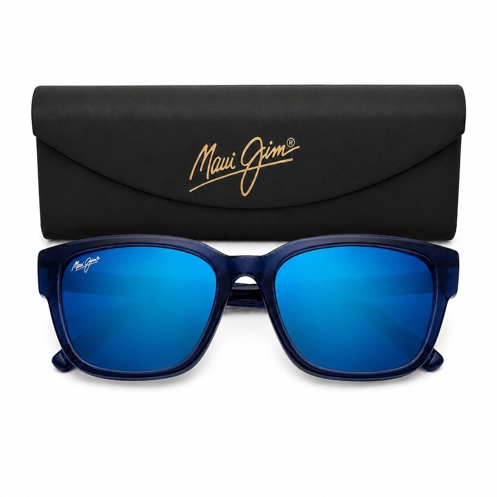 Maui Jim Kou Sunglasses Polarized Navy Blue Frame Blue Lenses 55-19-143 MJ884-03